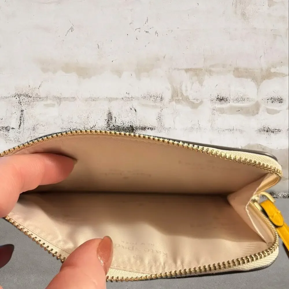 Kate Spade $99 Lucy Bicolor L-Zip Wristlet in Daffodil NWT